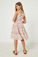 GY2539 Pink Girls Ruffle Square Neck Smocked Dress Back