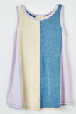 GY2557 Blue Mix Girls Colorblock Knit Sleeveless Tunic Flat Front
