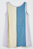 GY2557 Blue Mix Girls Colorblock Knit Sleeveless Tunic Flat Back