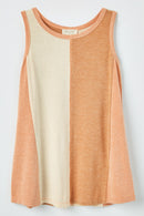 GY2557 Coral Mix Girls Colorblock Knit Sleeveless Tunic Flat Front