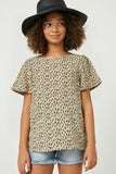 GY2560 Girls Printed Short Sleeve Keyhole Top Front