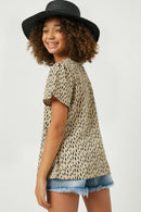 GY2560 Girls Printed Short Sleeve Keyhole Top Back