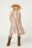 GY2584 Ivory Girls Halter Floral Stripe Mini Dress Full Body