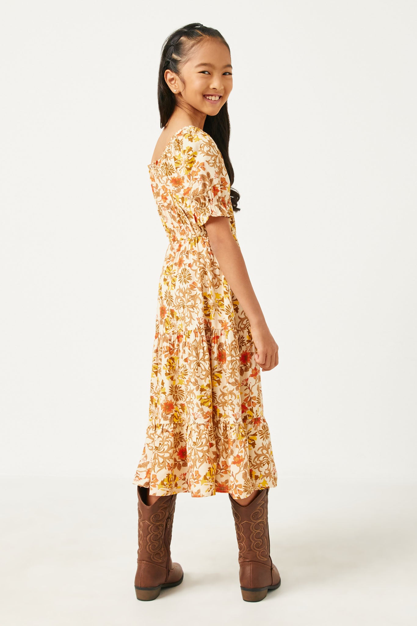 girls smocked midi dress Girls Smocked Tiered Dress