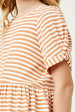 GY2616 CORAL Girls Ribbed Stripe Twist Sleeve Knit Peplum Top Detail