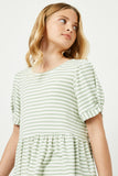 GY2616 SAGE Girls Ribbed Stripe Twist Sleeve Knit Peplum Top Detail