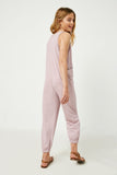 GY2618 MAUVE Girls Ribbed Knit Pocketed Jumpsuit Back