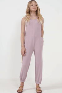 GY2618 MAUVE Girls Ribbed Knit Pocketed Jumpsuit Gif