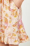GY2627 Peach Girls Paisley Print Square Neck Tunic Dress Detail