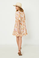 GY2627 Peach Girls Paisley Print Square Neck Tunic Dress Back