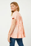GY2628 Coral Girls Tie Die Tiered Knit Tee Back