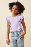 GY2642 Lavender Girls Layered Ruffle Rib Knit Top Front