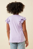 GY2642 Lavender Girls Layered Ruffle Rib Knit Top Back