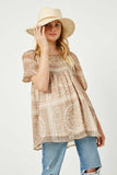 GY2645 Pink Girls Chiffon Paisley Printed Babydoll Mini Dress Front