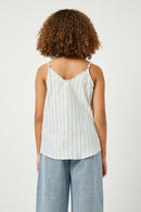 GY2653 Blue Girls Striped V Neck Buttoned Cami Back