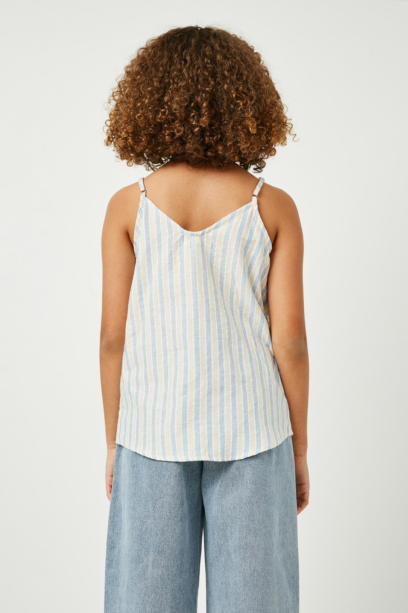 GY2653 Blue Girls Striped V Neck Buttoned Cami Back