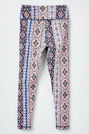 GY2656 Pink Girls Printed Border Stripe Active Leggings Back Flat