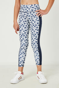 GY2658 Navy Girls Floral Print Active Leggings Front