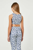 GY2659 Navy Girls Floral Print Active Sportsbra Back 2