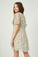 GY2660 Cream Girls Chiffon Ruffle Wrap Mini Dress Back