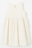 GY2712 Off White Girls Sleeveless Buttoned Textured Mini Dress Flat Back