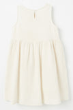 GY2712 Off White Girls Sleeveless Buttoned Textured Mini Dress Flat Back