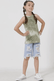 GY2728 OLIVE Girls Tie Dye Racerback Active Tank Gif