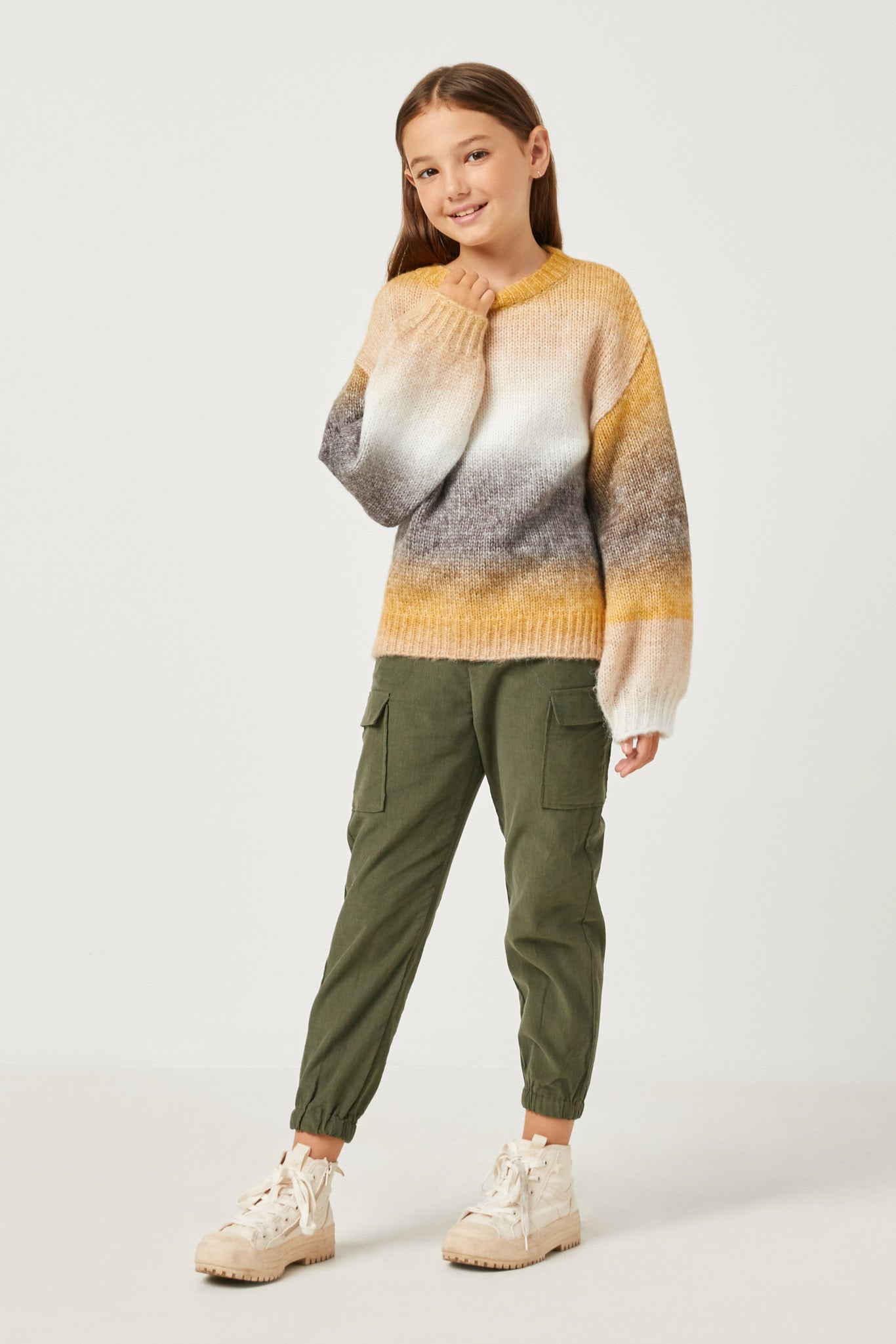 Engineered Stripe Puff Sleeve Sweater