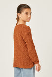 Girls Popcorn Knit Pullover Sweater Back