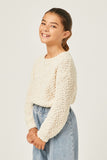 Girls Popcorn Knit Pullover Sweater Side