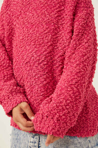 GY2741 Fuchsia Girls Popcorn Knit Pullover Sweater Detail