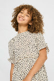 GY2783 IVORY Girls Abstract Dot Ruffle Tiered Dress Detail