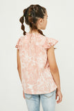 GY2812 MAUVE Girls Smocked Mock Neck Ruffle Tie Dye Top Back