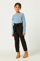 GY2847 BLUE Girls Contrast Bandana Print Relaxed Top Full Body