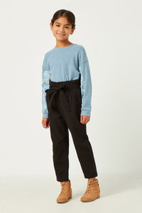 GY2847 BLUE Girls Contrast Bandana Print Relaxed Top Full Body