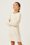 GY2856 Cream Girls Popcorn Pull Over Sweater Dress Pose