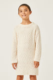 GY2856 Cream Girls Popcorn Pull Over Sweater Dress Front 2