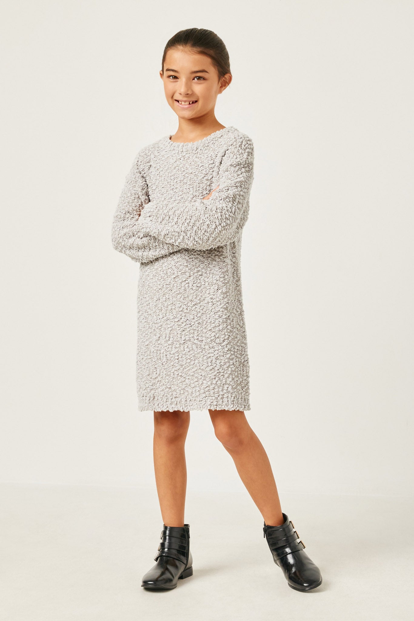 Girls Textured Long Sleeve Dress | Cute Girls' Clothes Silver / XL Silver *Girl's Dresses Midi Dresses Hayden Girls Girls Textured Long Sleeve Dress | Cute Girls' Clothes Silver / XL Silver *Girl's Dresses Midi Dresses Hayden Girls