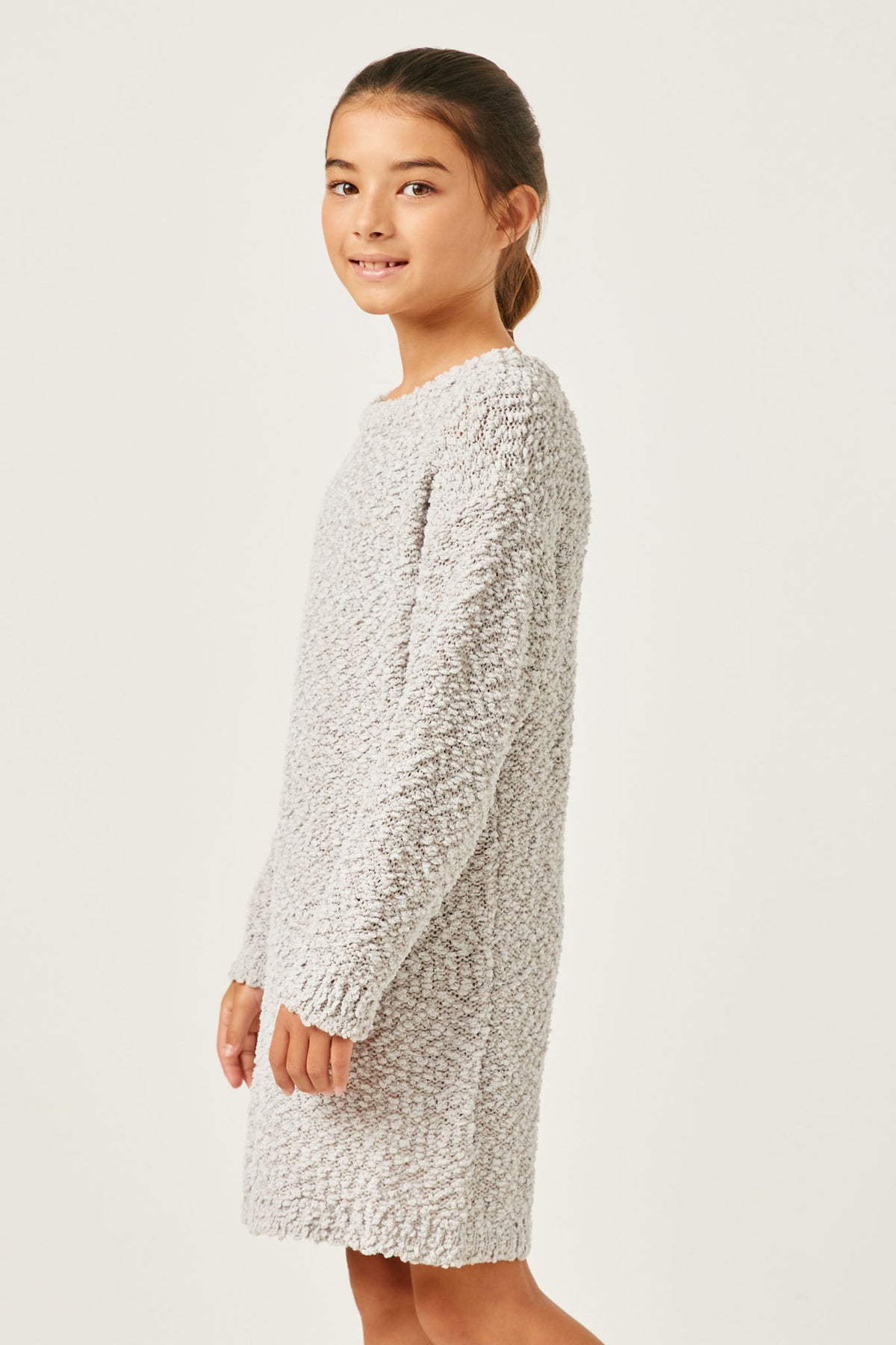 Girls Textured Long Sleeve Dress