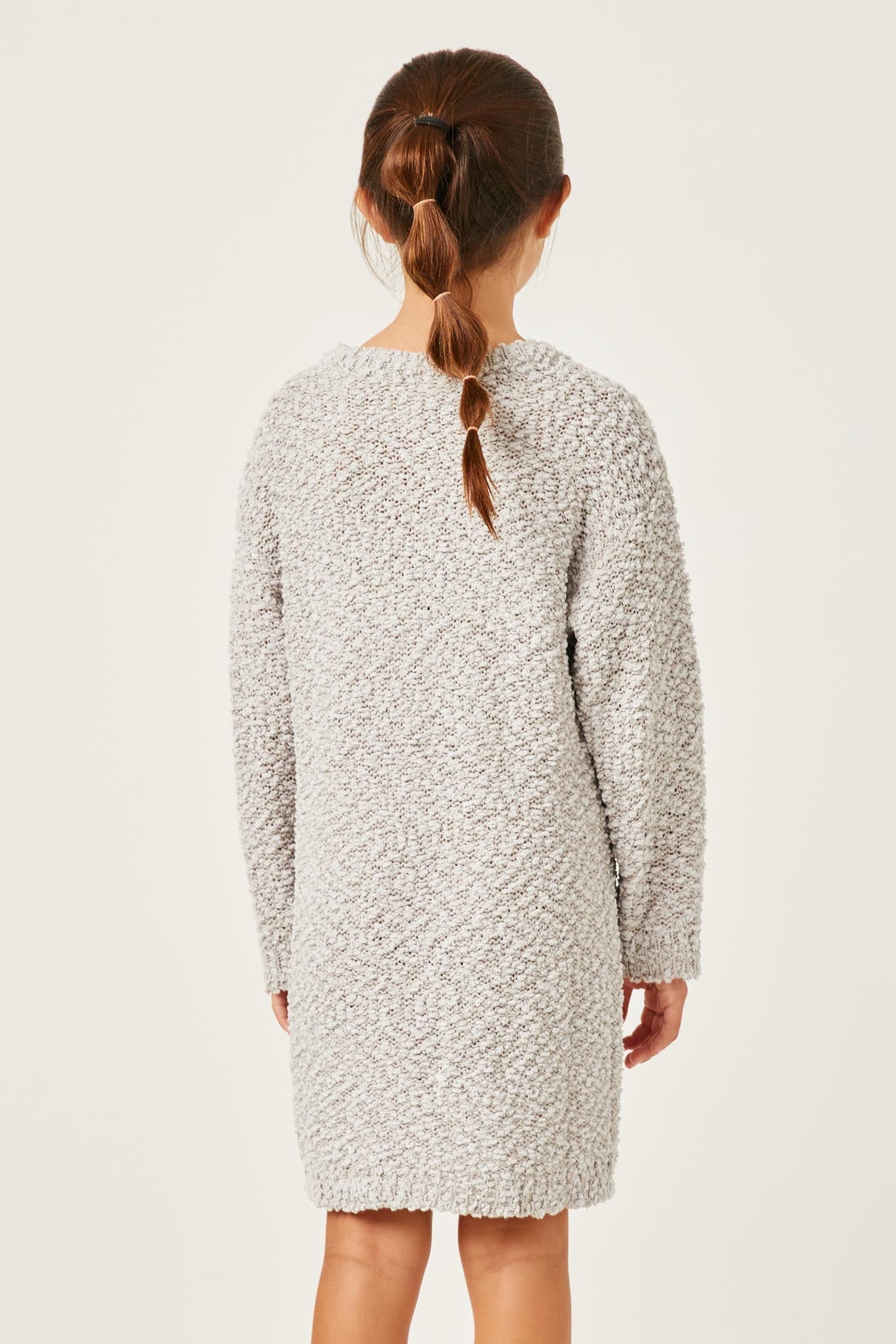 GY2856 Silver Girls Popcorn Pull Over Sweater Dress Back