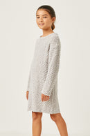 GY2856 Silver Girls Popcorn Pull Over Sweater Dress Side