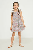 GY2879 IVORY Girls Ruffle Sleeve Tiered Floral Dress Full Body