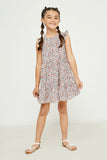 GY2879 IVORY Girls Ruffle Sleeve Tiered Floral Dress Full Body