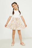 GY2883 CREAM Girls Ruffle Waist Drawstring Skirt Full Body