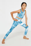 GY2913 Blue Girls Tie Dye Print Active Leggings Pose