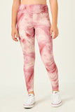 GY2913 PINK Girls Tie Dye Print Active Leggings Front