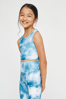 GY2914 BLUE Girls Tie Dye Print Active Sports Bra Side
