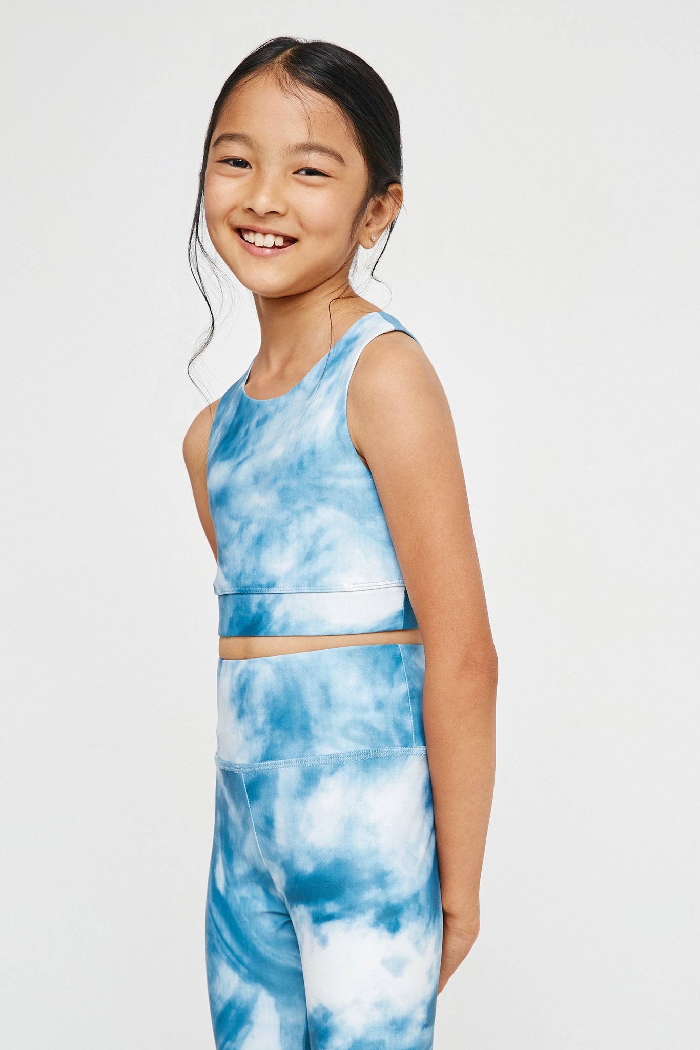 GY2914 BLUE Girls Tie Dye Print Active Sports Bra Side