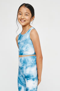 GY2914 BLUE Girls Tie Dye Print Active Sports Bra Side