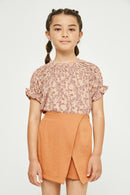 GY2926 RUST Girls Elastic Waist Soft Skort Front